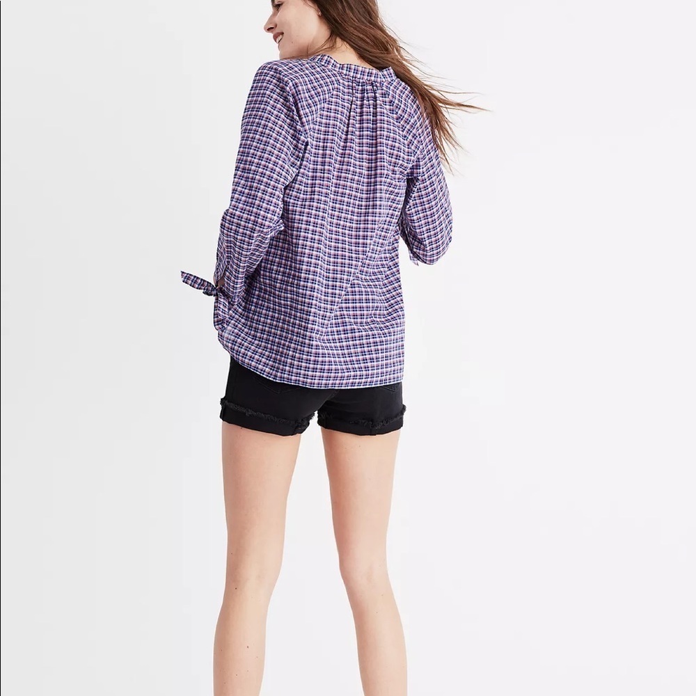 Madewell Tie-Sleeve Popover Top in Whitby Plaid - Picture 3 of 5